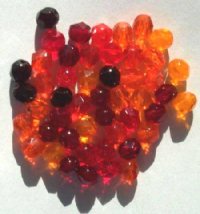 50 6mm Faceted Red Mix